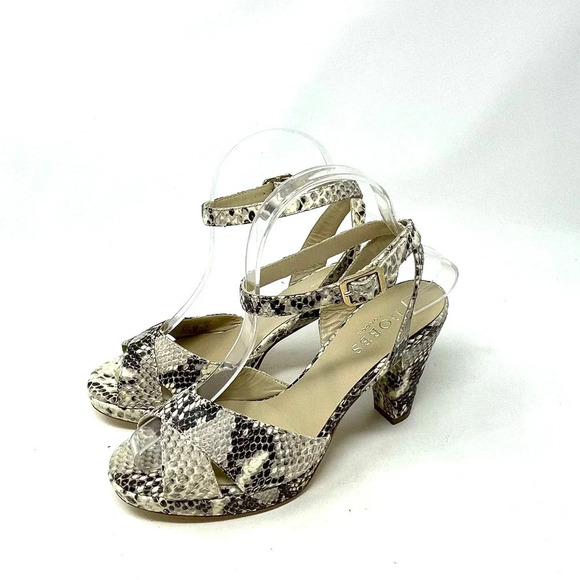 Hobbs London Snake Leather Vivienne Heeled Sandals Size 37 / US 6 - Picture 2 of 12